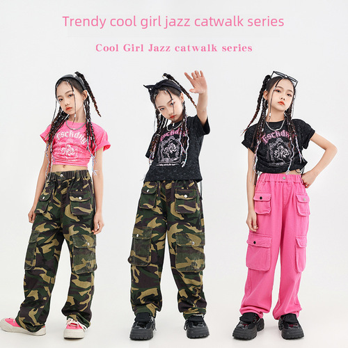 Jazz Dance Costume for Girls, Practice Work Pants Set for Female Child, Trendy Brand Children's Jazz Performance Outfit, New Arrival