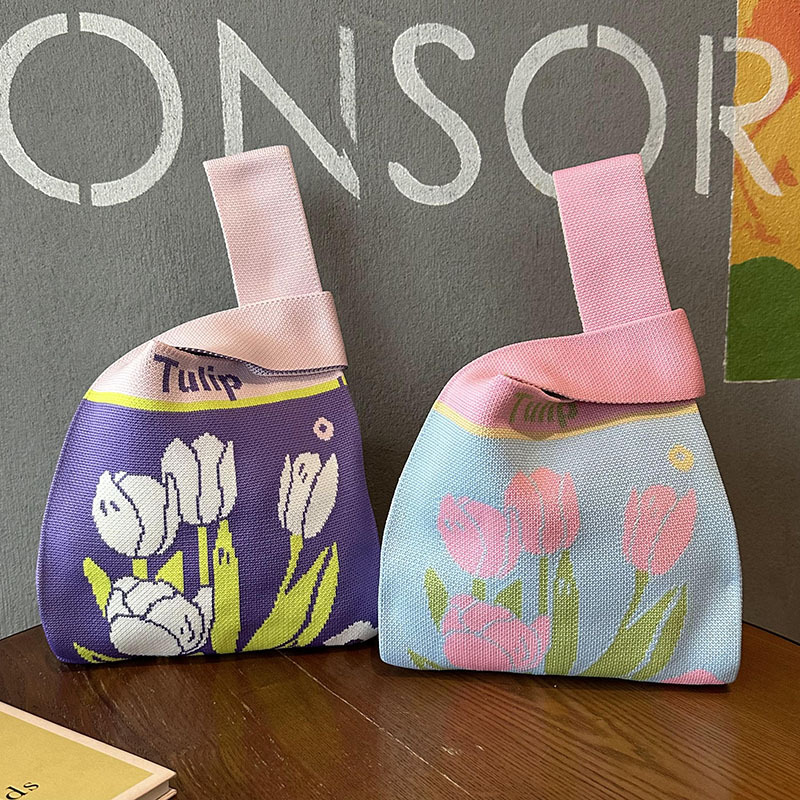 Bolsas de nicho de diseño flor Tulipan bolsas de tejido bolsas de tejido dopamina chaleco bolsas de mano