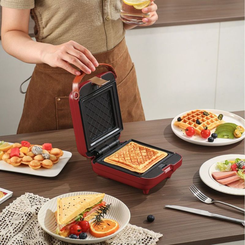 Waffle maker家庭用赤いワッフル機トースター3分朝食ミニワッフル機|undefined