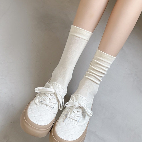 Autumn and winter socks women's long tube confinement socks ins trendy Morandi college style pile socks soft and waxy pure cotton boneless socks