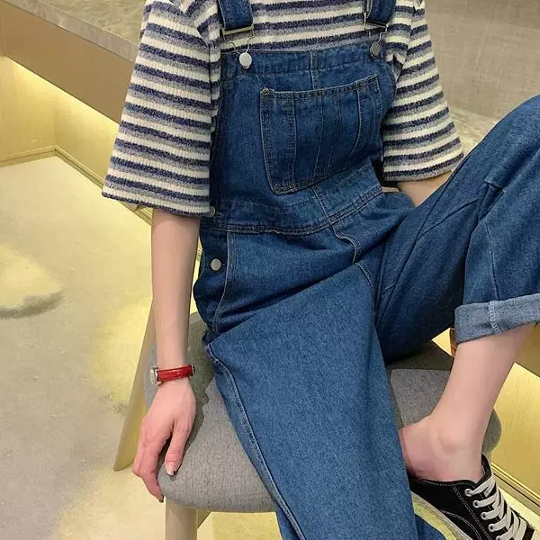 减龄显瘦牛仔背带裤女2025春秋季新款韩版宽松连体阔腿裤复古直筒