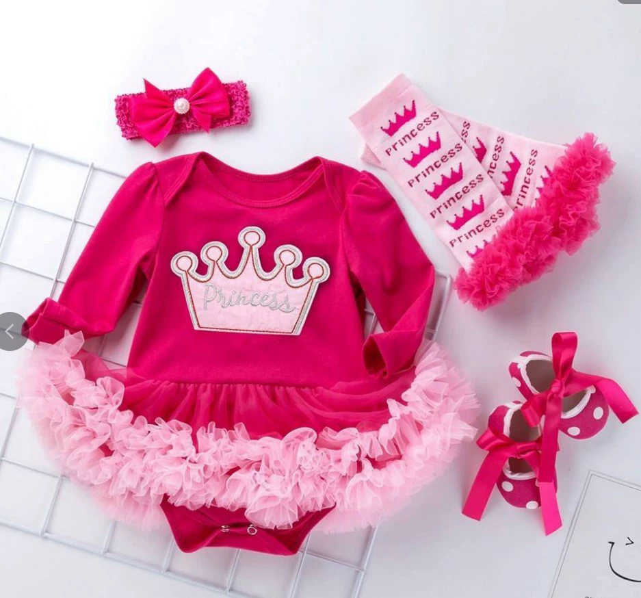 Children's long-sleeve, girl's skirt, dress, gaiters, set, for import, tulle
