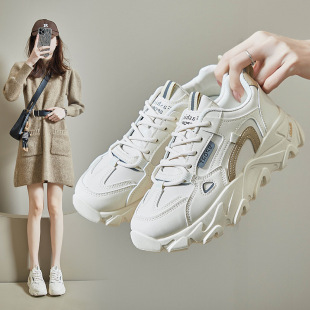 2025 Spring New K-Style Ins Dad Shoes for Female Students Thick-Soled Sports Heightening Running Casual Shoes Tt7829