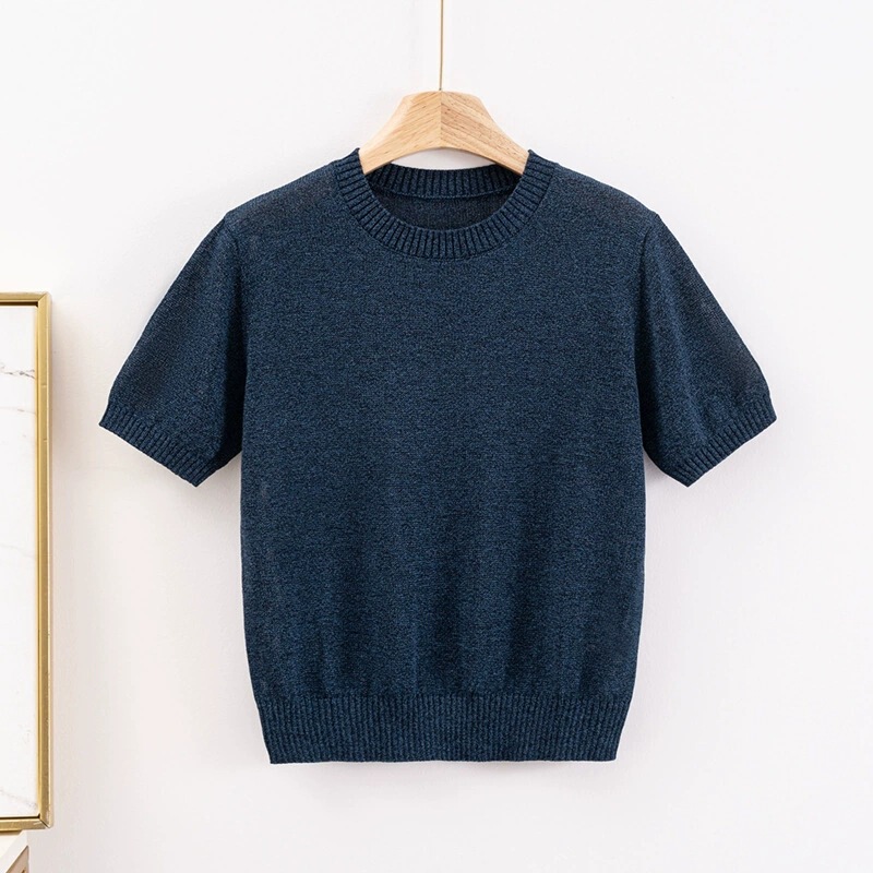 2026 New French Minimalist Style Japanese Washi Yarn Round Neck Short-Sleeve Knit Top for Women, Refreshing and Age-Reducing, Versatile Top 2026 New French Minimalist Style Japanese Washi Yarn Round Neck Short-Sleeve Knit Top for Women, Refreshing and Age-Reducing, Versatile Top