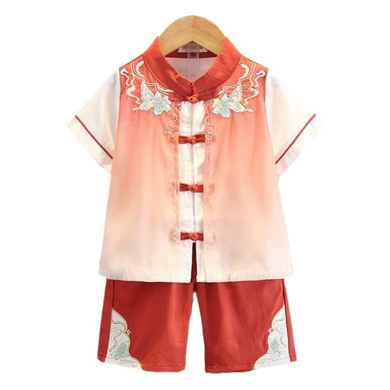 Детский летний костюм Тан в китайском стиле Hanfu для мальчиков, тонкий древний костюм для мальчиков, одежда высокого класса Scholar Guoxue