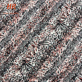 230g韩国绒豹纹印花全涤弹力绒布面料时尚舞台服女装连衣裙面料