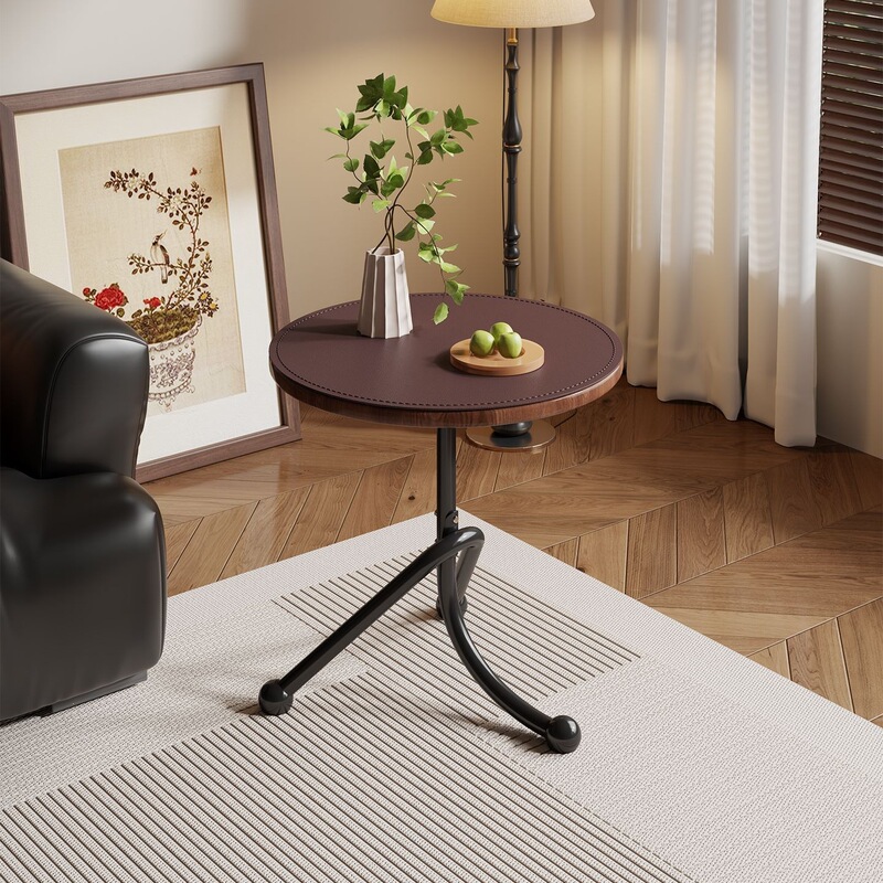 Ins Nordic Saddle Leather Corner Table Coffee Table Cherry Wood Grain Round Living Room Simple Sofa Mini Bedside Small Table Ins Nordic Saddle Leather Corner Table Coffee Table Cherry Wood Grain Round Living Room Simple Sofa Mini Bedside Small Table