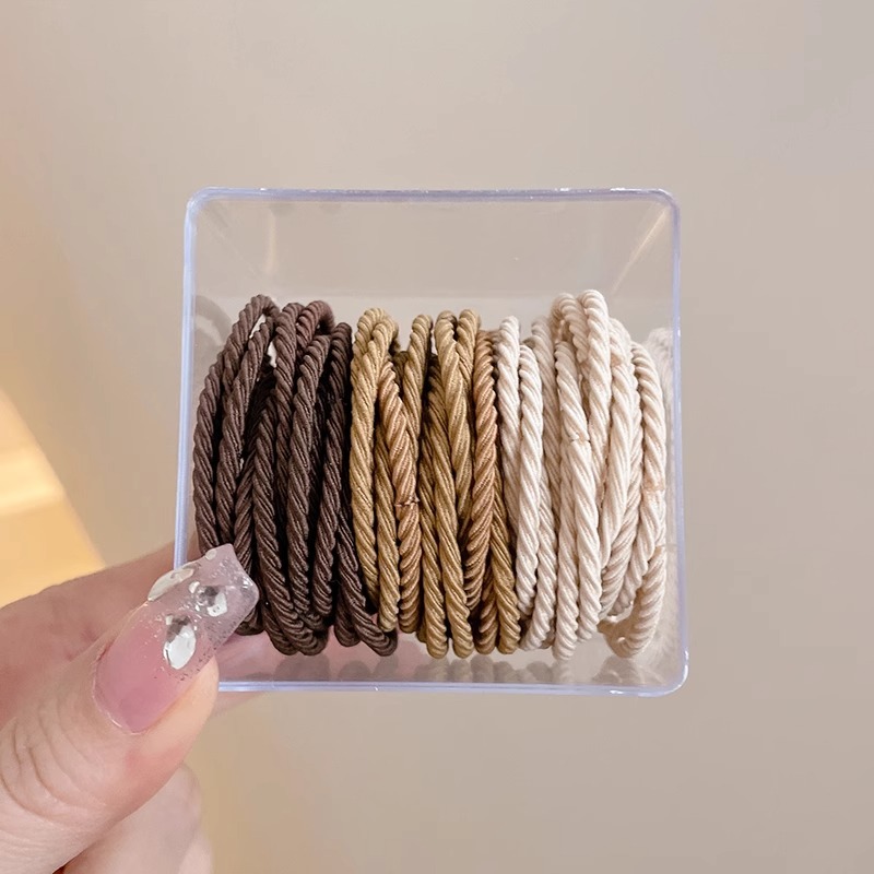 Corea de la red cuerda de la cabeza de cuero de mujer correa de toalla correa de cabello simple negro grueso cola de caballo pequeña funda de cuero