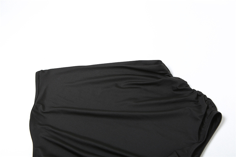 Winter Women Clothing Slant Shoulder Cropped T shirt Slim Hip Bag Skirt Set