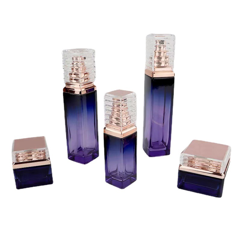 50g botella de crema cuadrada en stock 40ml de fondo grueso esencia botella de vidrio traje 100mL botella de loción de prensado cuadrado