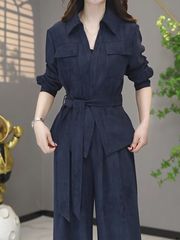 新品流光软丝气质洋气减龄俩件套春秋新款上衣裤子修身套装女薪品