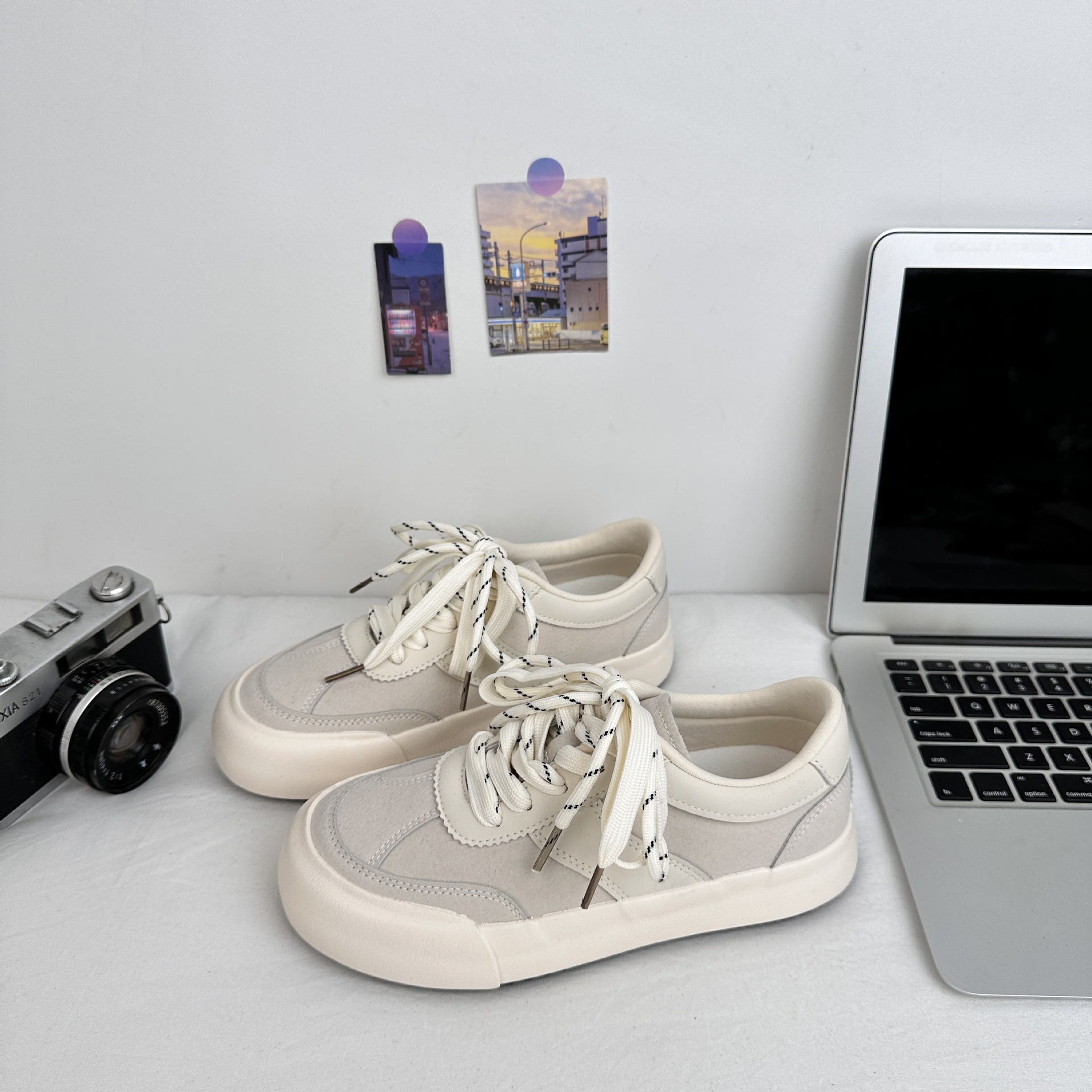 2025 arroz crema nuevo casual versátil zapatos blancos para estudiantes zapatos casuales cómodos zapatos deportivos 6607