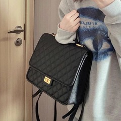 2024 New Chanel-style Herringbone Chain Bag Women's Dual-shoulder Backpack Texture Unconventional Design Dual-shoulder Bag