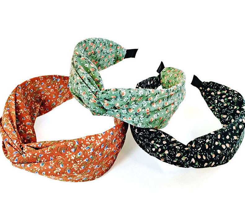 Korea Floral Cross Wide-brimmed Fabric Headband display picture 7