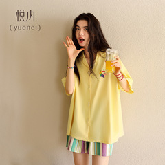 Yuenai 女性用胸パッド付きパジャマ、夏用モーダル半袖ショーツ、ホームウェア、大きいサイズ、休暇中に屋外で着用可能