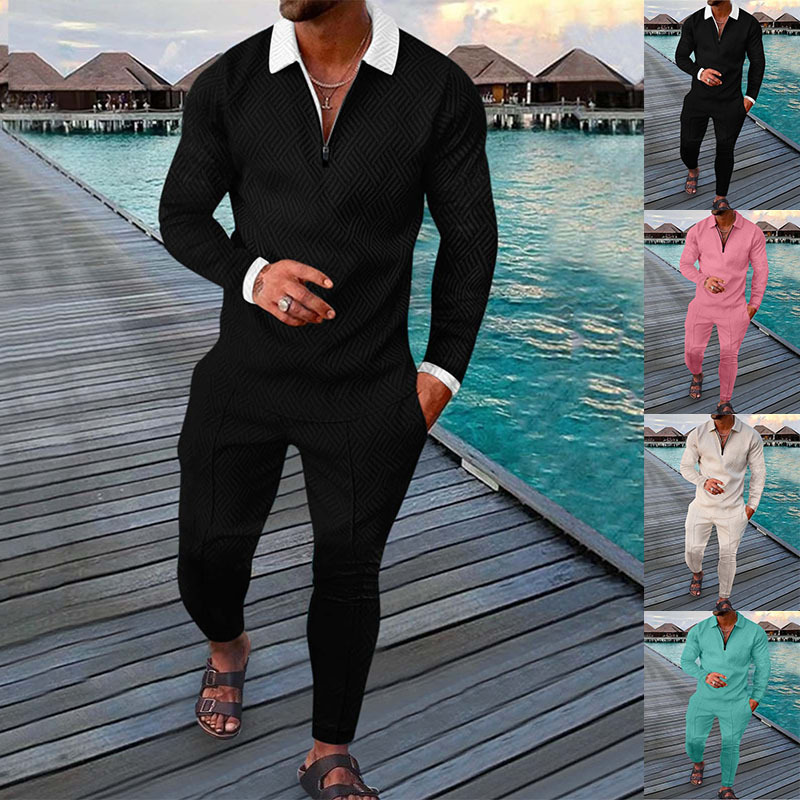 Foreign Trade 2022 Autumn Cross-border Explosions Europe and America Amazon Long Sleeve Pants Two-piece Sports Leisure Men's Suit