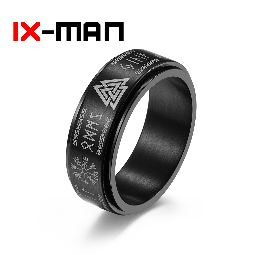 Nordic Vedeu people text stainless steel men and women ring runes…