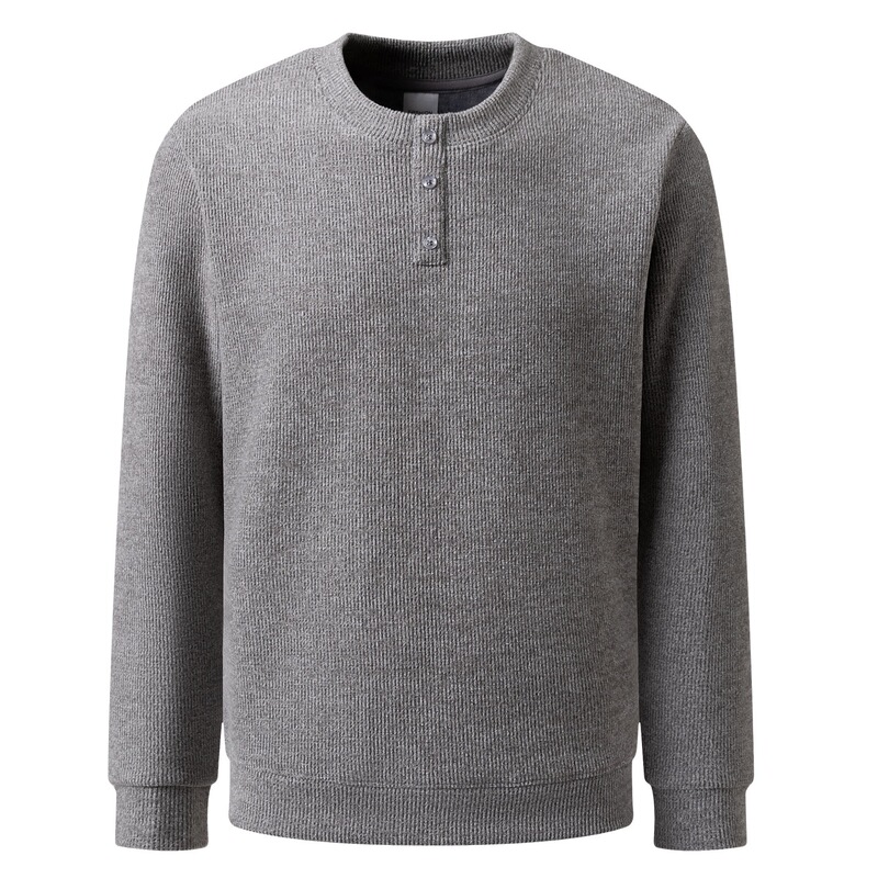 Wholesale factory rabbit fur fleece autumn and winter inner wear, plus-size, loose-fitting, round-neck, button-down, long-sleeved knit base layer sweatshirt for men