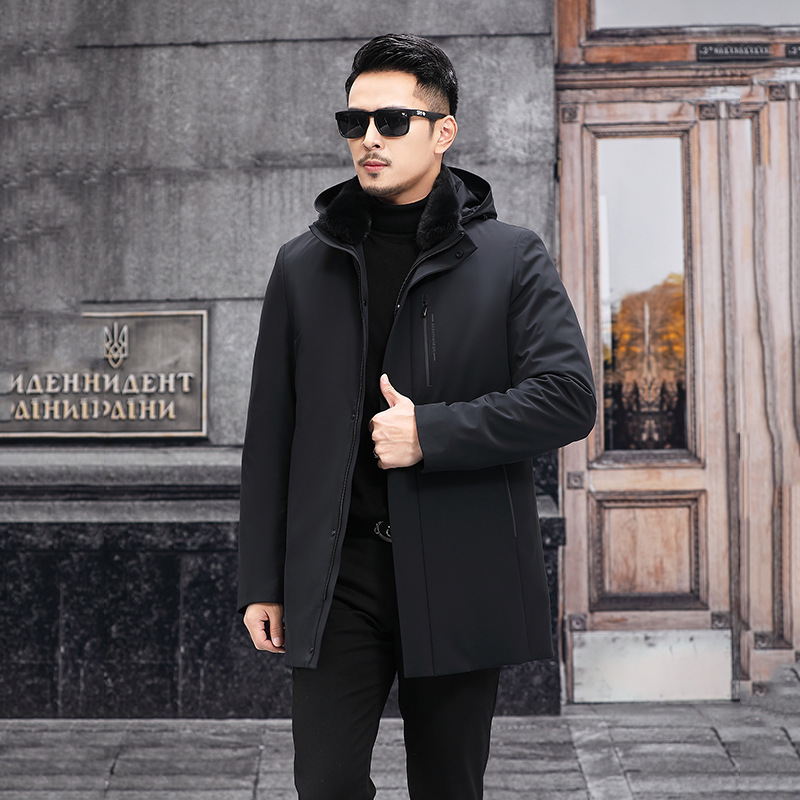 Haining Parker Men's Winter New Arrival Mink Fur Liner Fur Coat Fur One-piece Mink Coat Men's Leather Coat