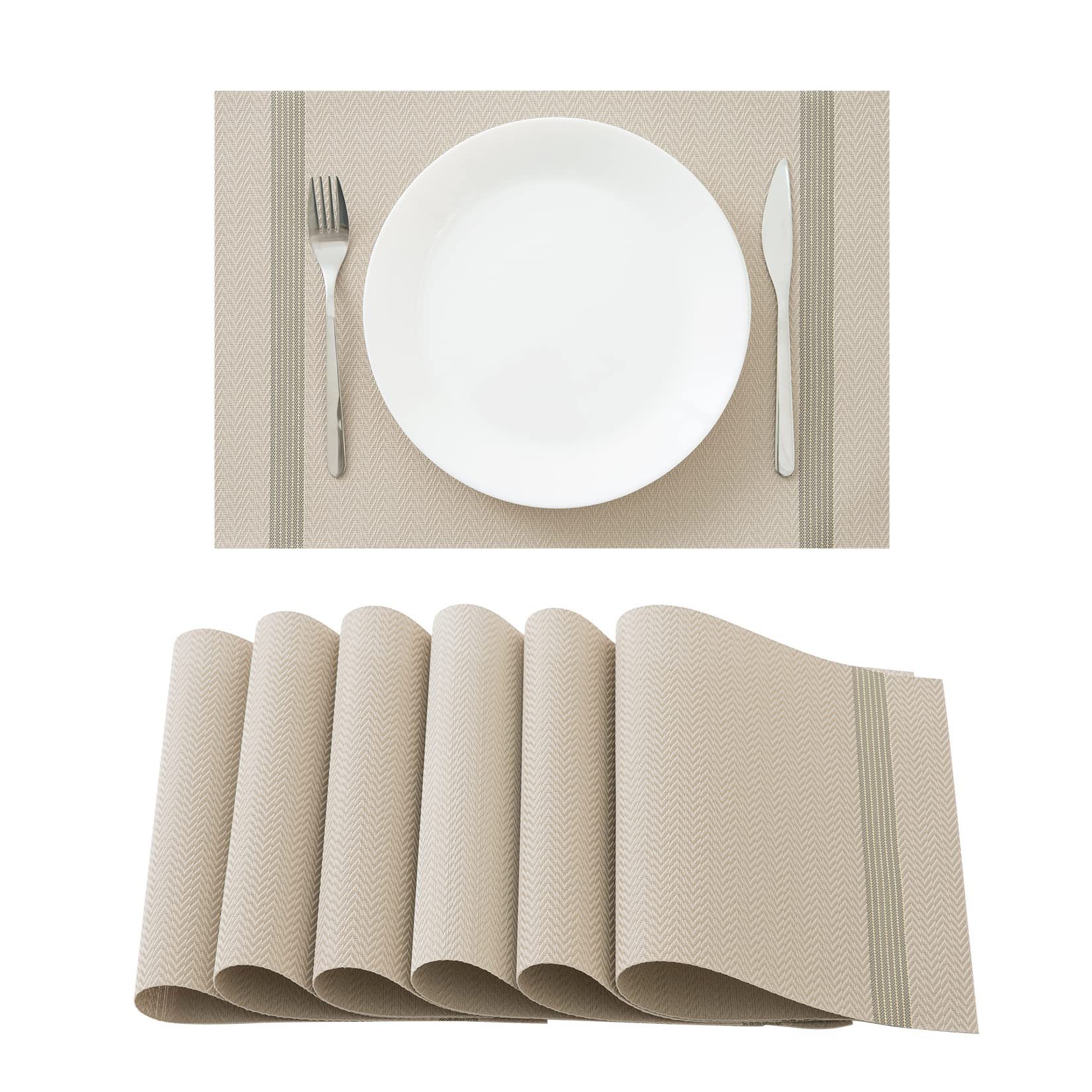 Borde de oro rayado PVC Western placemat luz creativa estera de mesa de lujo simple todo partido estera de mesa hogar caja de regalo mantel