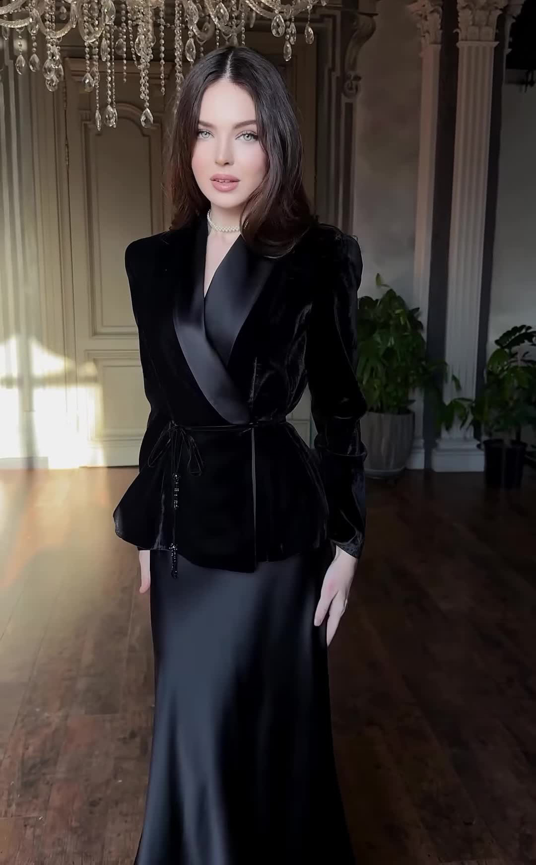 Women's Velvet Suit Jacket And Skirt Set New Fashion_ecoleips.com