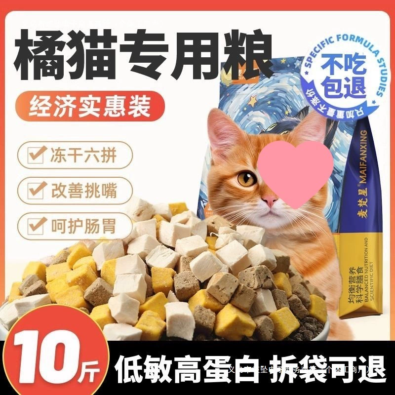 Бесплатная доставка Orange Cat Cat Food 5kg Полная цена для взрослых кошек и котят Ледяная еда для набора веса и питания щеками Корм ​​для бродячих кошек 5/ 10kg
