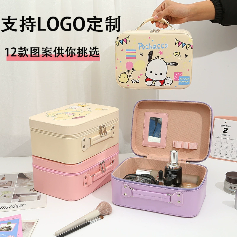 Портативное зеркальное мультяшное зеркало Sanrio, косметичка, система хранения