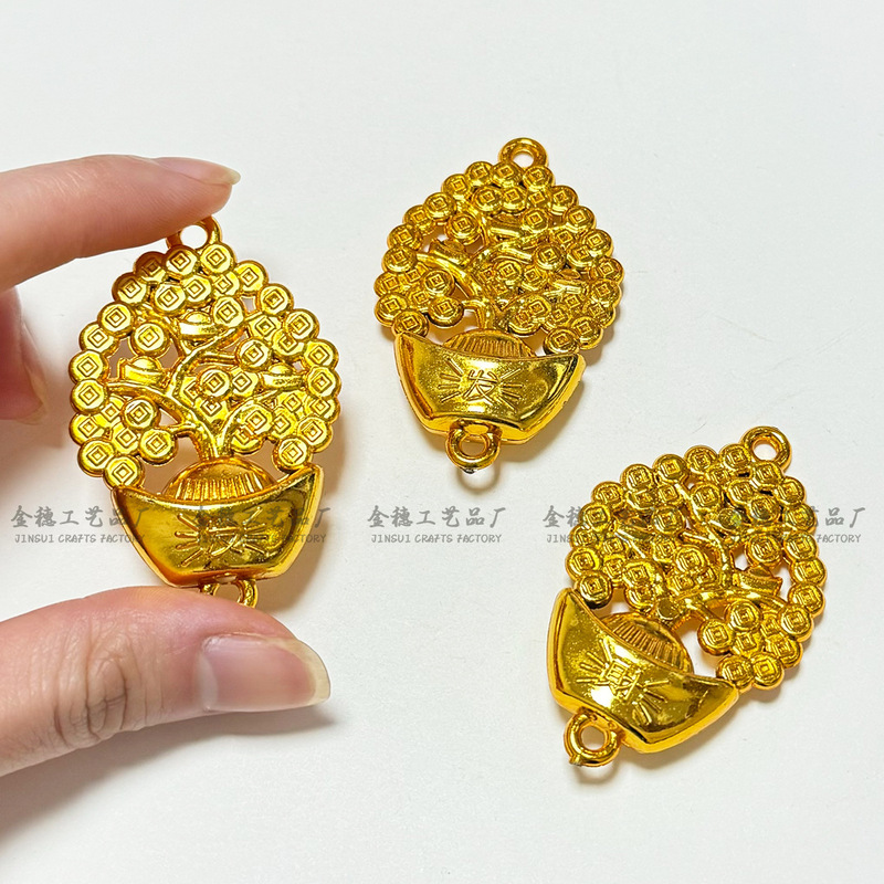 Chinese knot accessories handmade golden small tag money tree housewarming fortune tree accessories Chinese knot accessories handmade golden small tag money tree housewarming fortune tree accessories