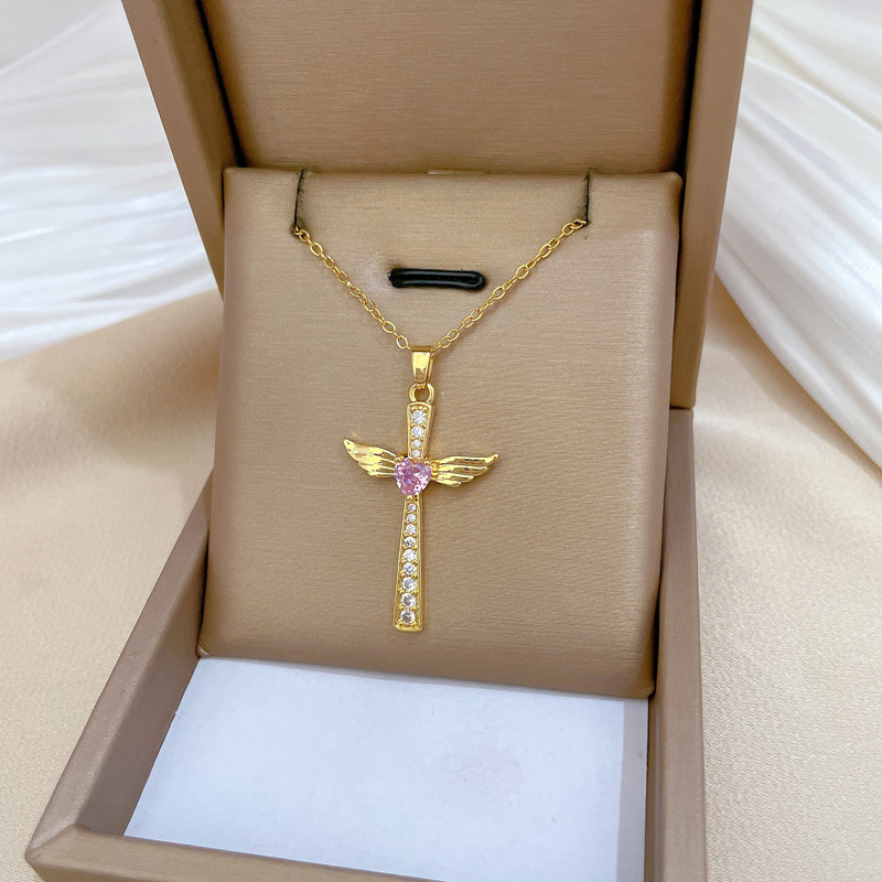 Gorgeous Diamond Cross Necklace For Women Versatile Titanium Chain_voghion.com