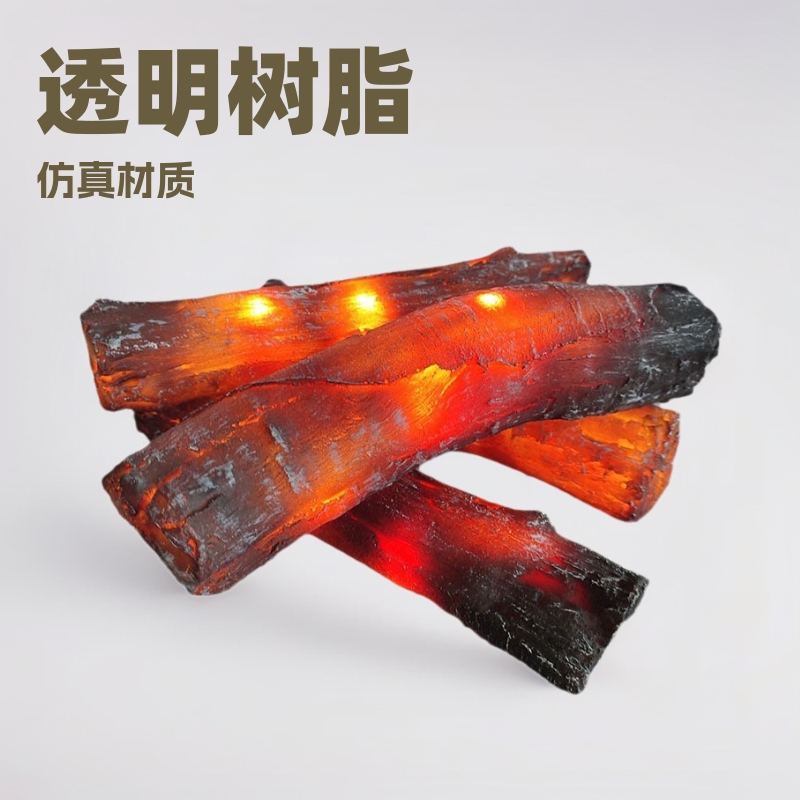 Factory supply transparent resin simulation charcoal bar simulation firewood pile fireplace decoration accessories