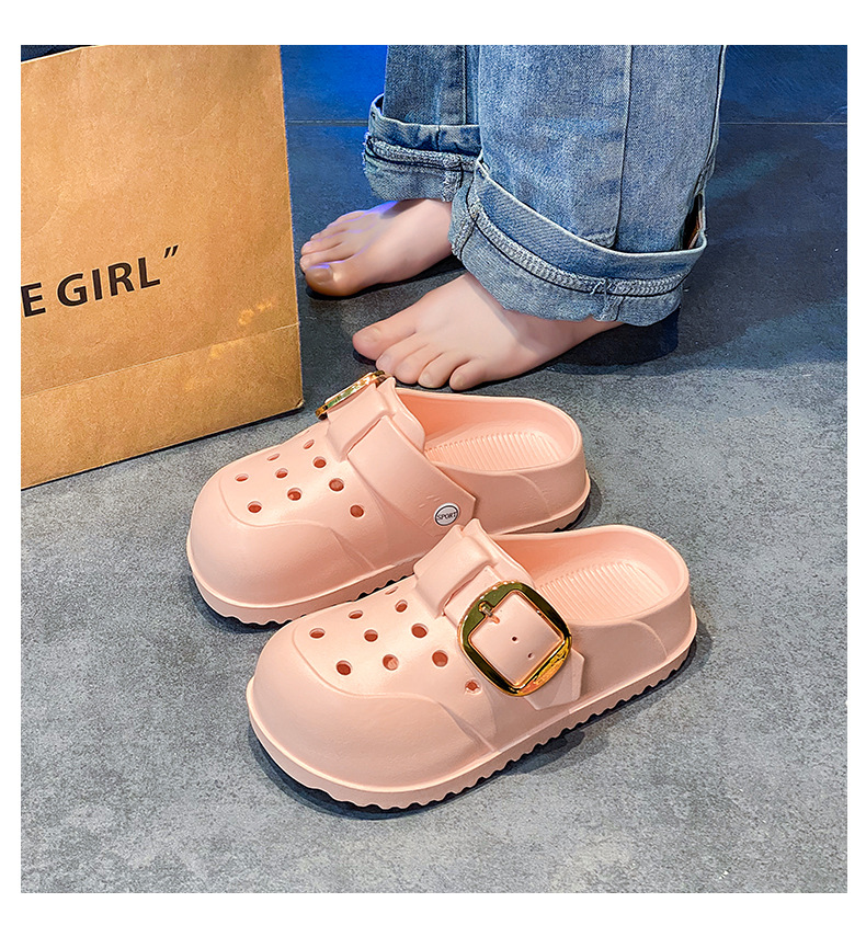 Women's Thick-soled Outdoor Clogs Solid Colour Casual Sandals_voghion.com