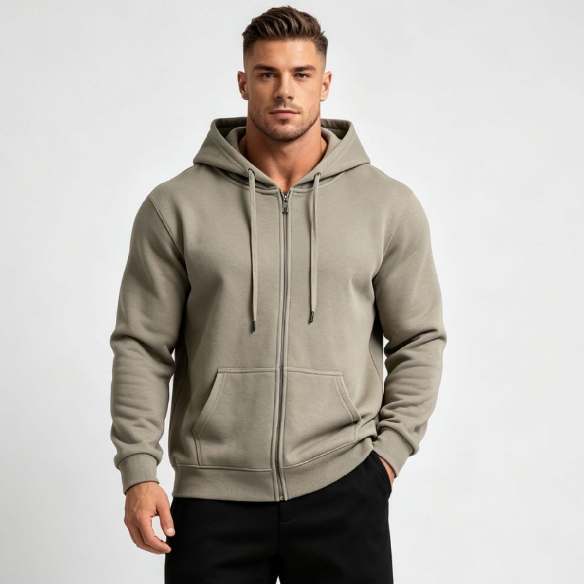 Cross-border autumn and winter plus-size fleece-lined zip-up hooded sweatshirt for men and women, thickened and warm, casual couple's hoodie
