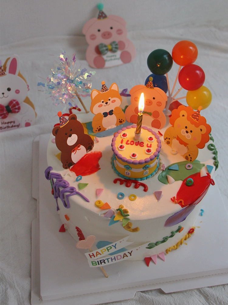 The Year of the Tiger Cake Decoration Cartoon Little Tiger Cup Plug -in Tiger Baby Birthday Party Hat Animals Account