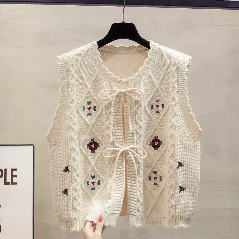 Кардиган с круглым вырезом трикотажный жилет женский 2024 весна и осень новый внешний вид, чтобы носить конюшни, чтобы носить свитер