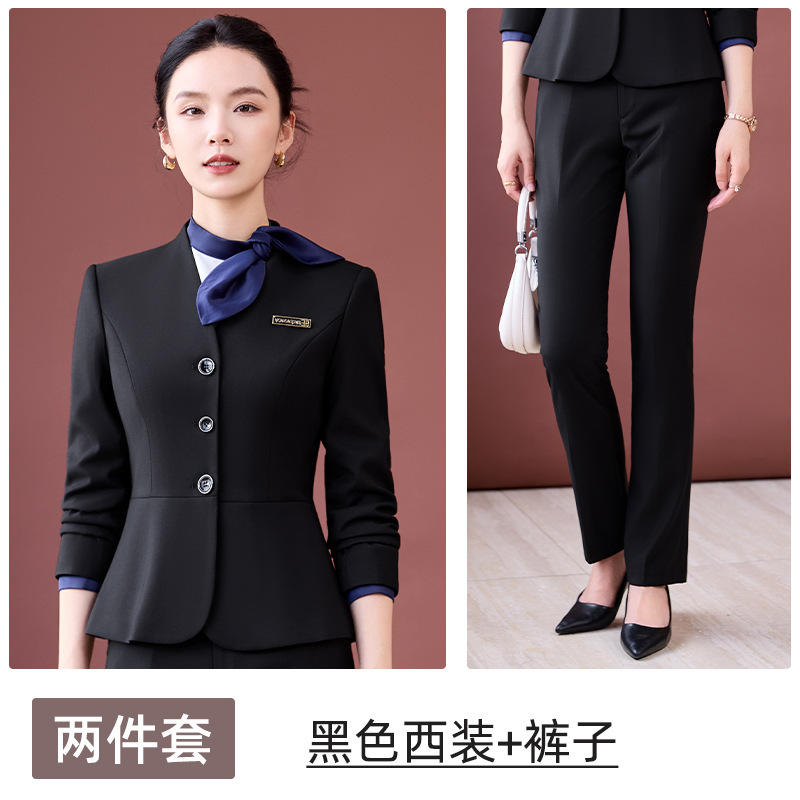 灰色西装套装女2025新款春秋高级感职业装正装酒店前台经理工作服|undefined