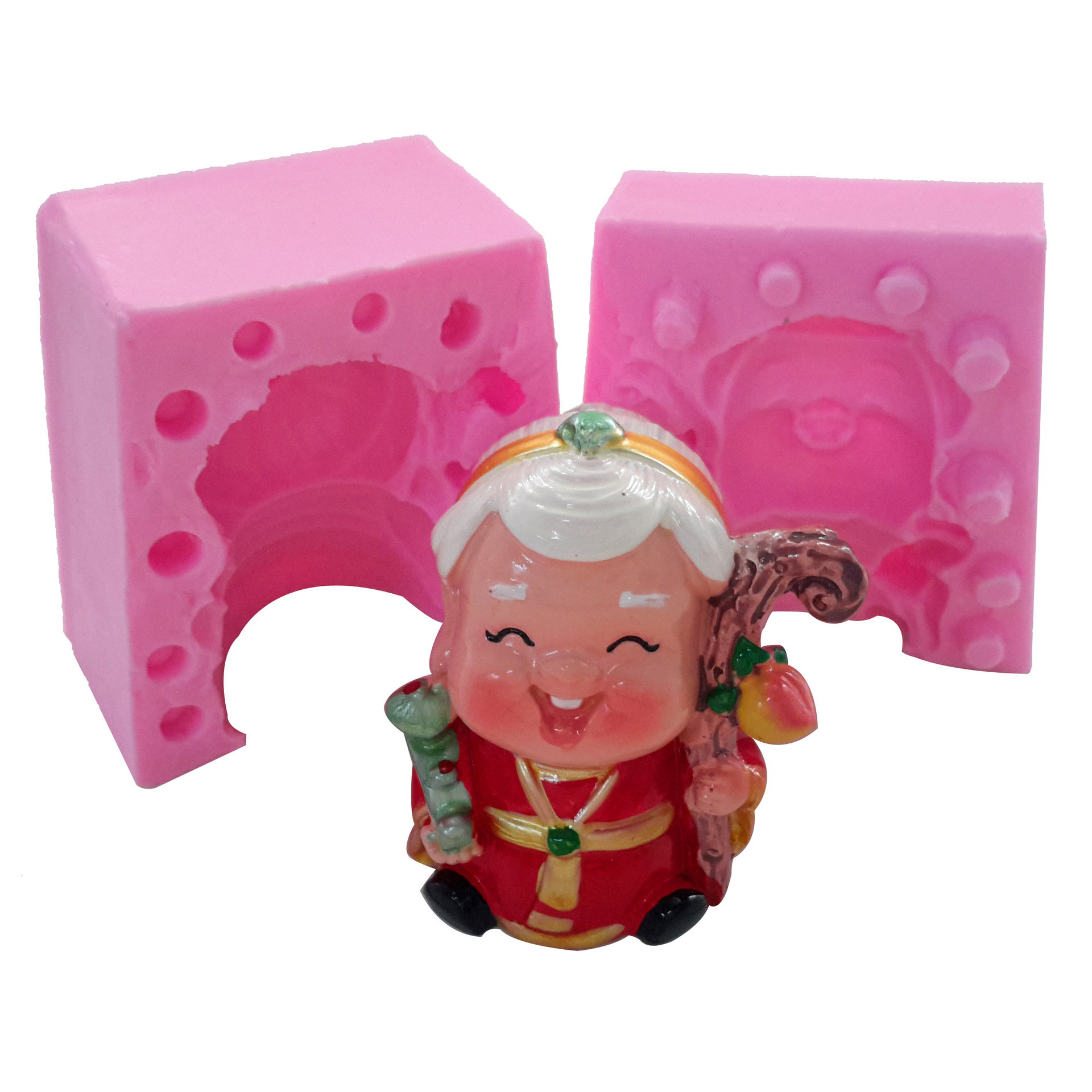 Molde de fondant tridimensional Shou Gong Shou Po molde de chocolate decoración de la torta molde de la torta jabón molde de jabón