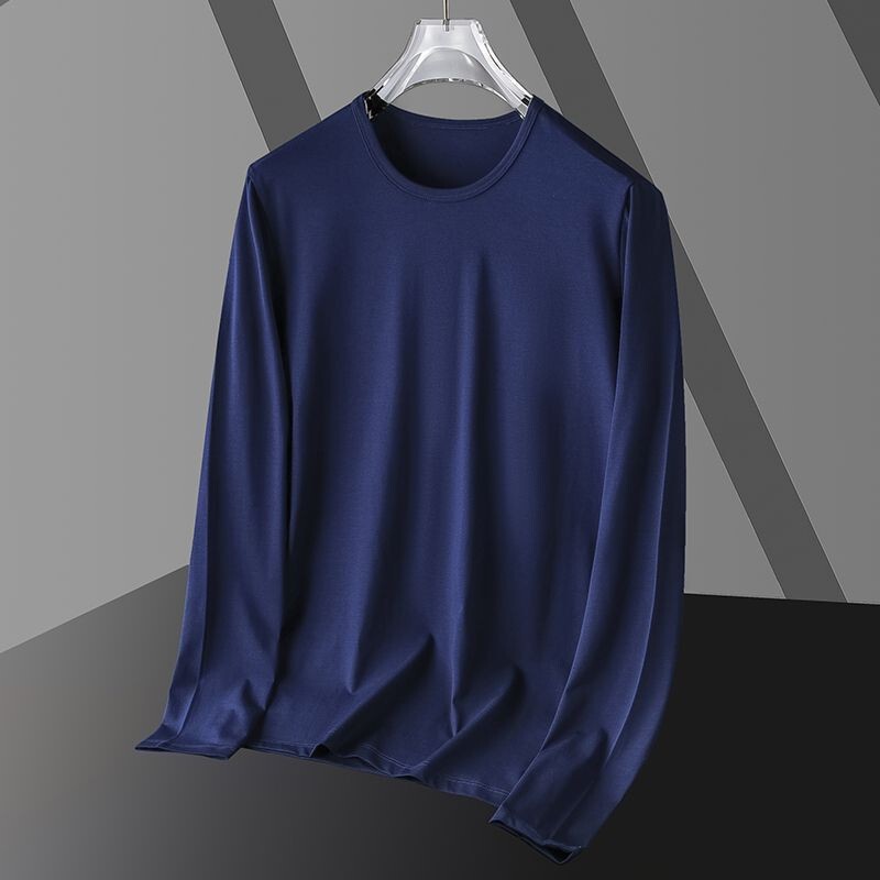 Men's Long-sleeved T-shirt Autumn 2024 New Round Neck Base Shirt All-match Trendy Quick-drying Sports Slim-fit Top for Men