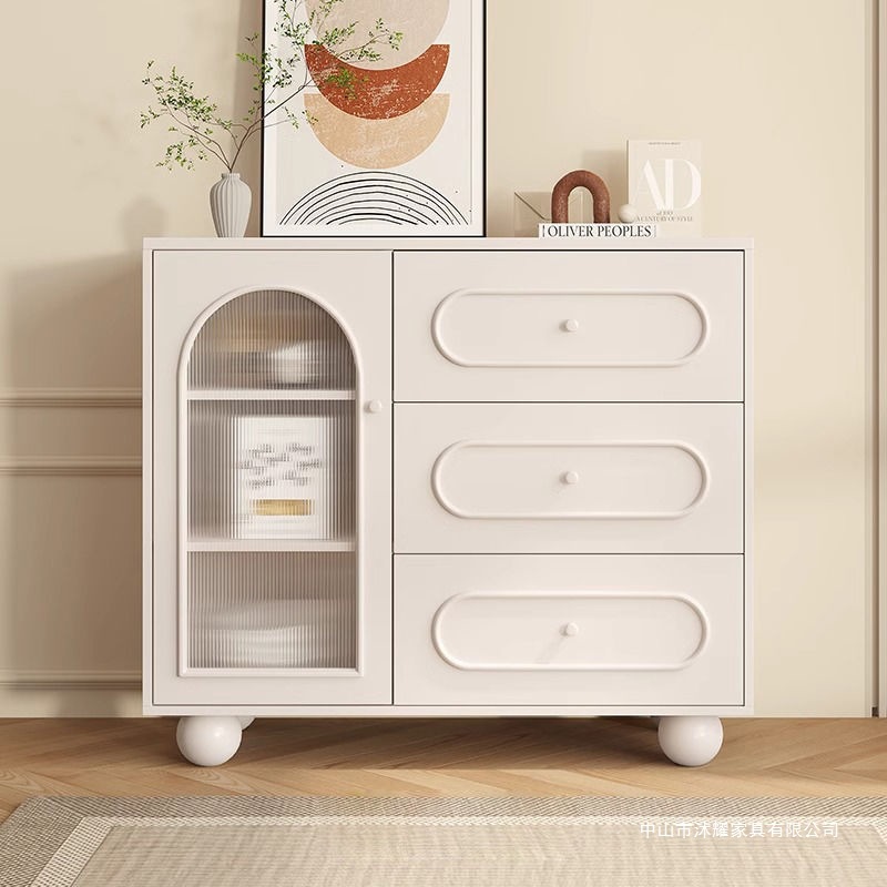 Cream Style Sideboard Modern Minimalist Home Living Room Storage Cabinet Kitchen Storage Cabinet Wall-Mounted Tea Cabinet