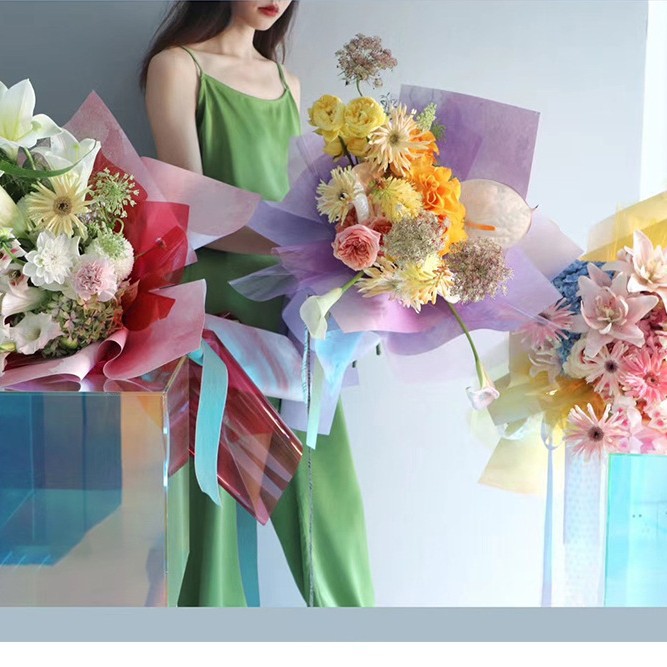 新款梦幻艺术纸平张无折痕防水鲜花玫瑰花特种纸花店花束包装材料