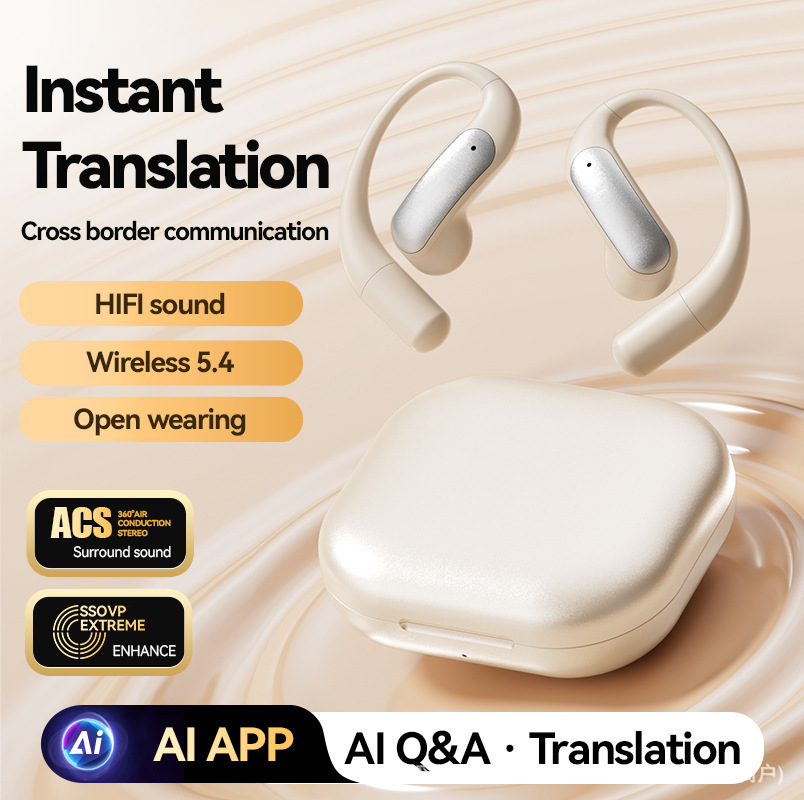 New AI Cross-border Translation M122 Bluetooth Headset Multi-language Translation OWS Ear-hanging Long Endurance