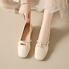 方头法式玛丽珍鞋女软底小香风软皮单鞋晚风浅口百搭舒适大码女鞋