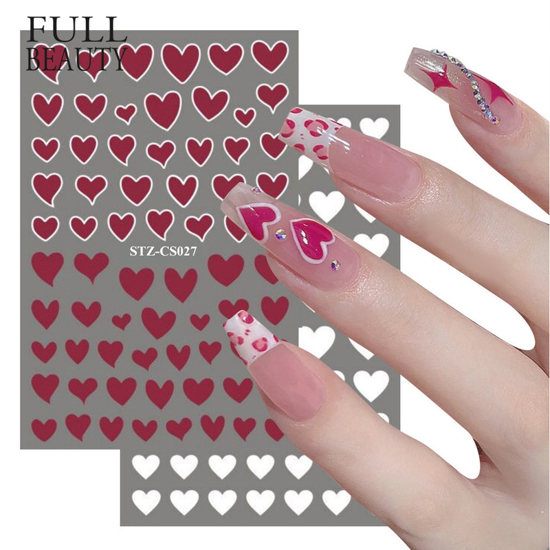 Cross-border new nail art stickers 3D love flame blush flowers abstract art men and women adhesive nail stickers