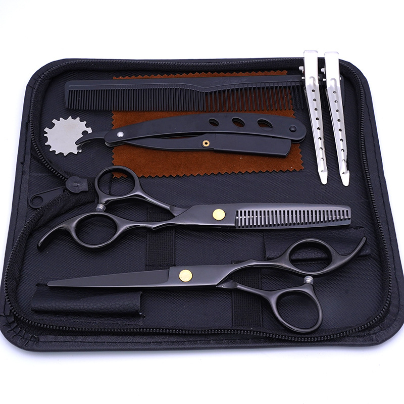 Directo de fábrica de acero inoxidable tijeras del pelo estilista de pelo especial tijeras planas pelo roto fino diente tijeras hogar corte de pelo