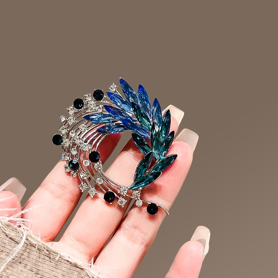 Broche queue de phénix en cristal bijou élégant pour femme_voghion.com