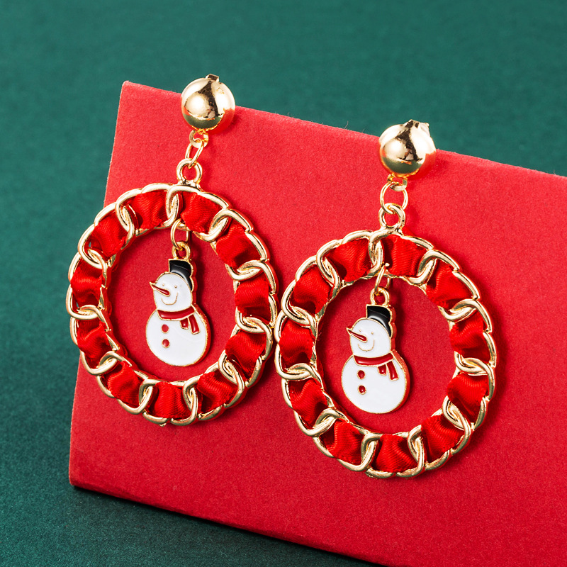 Christmas2021 New Christmas Earrings Metal Dripping Circle Old Snowflake Eardrops Stud Earrings Earrings display picture 5