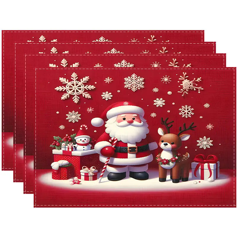 Transfronterizos lino almohadilla de mesa Aliexpress TEMU Amazon almohadilla de mesa cuadrada búfalo rojo almohadilla de Navidad Día de la Independencia