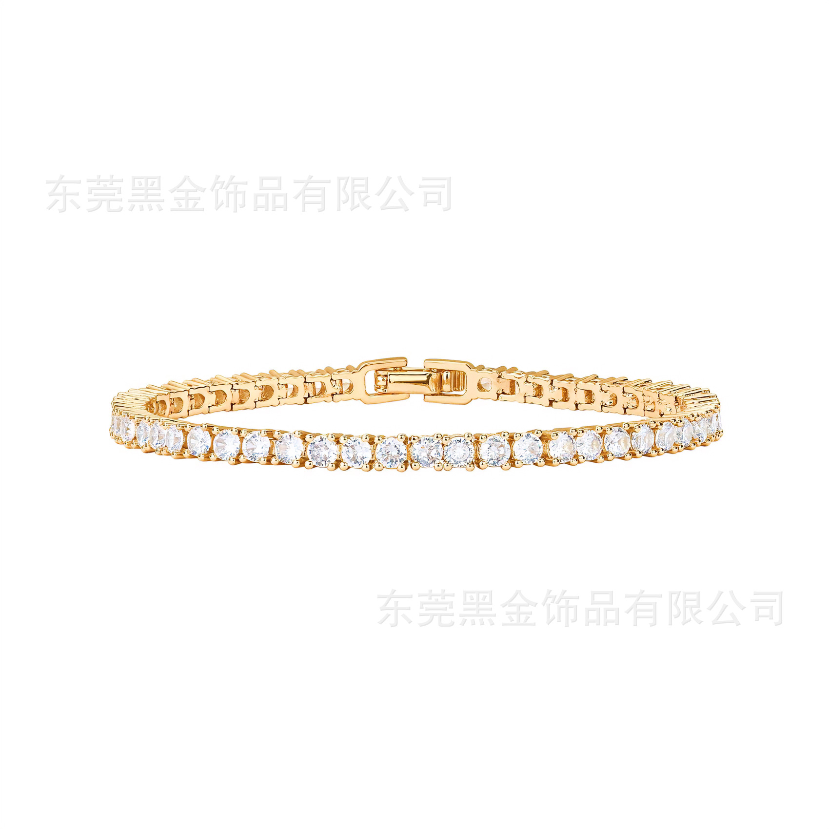 Cross-border Amazon Explosions 18K Full Diamond Bracelet Single Row Tennis Men's and Women's Titanium Steel Color-free Bracelet Anklet