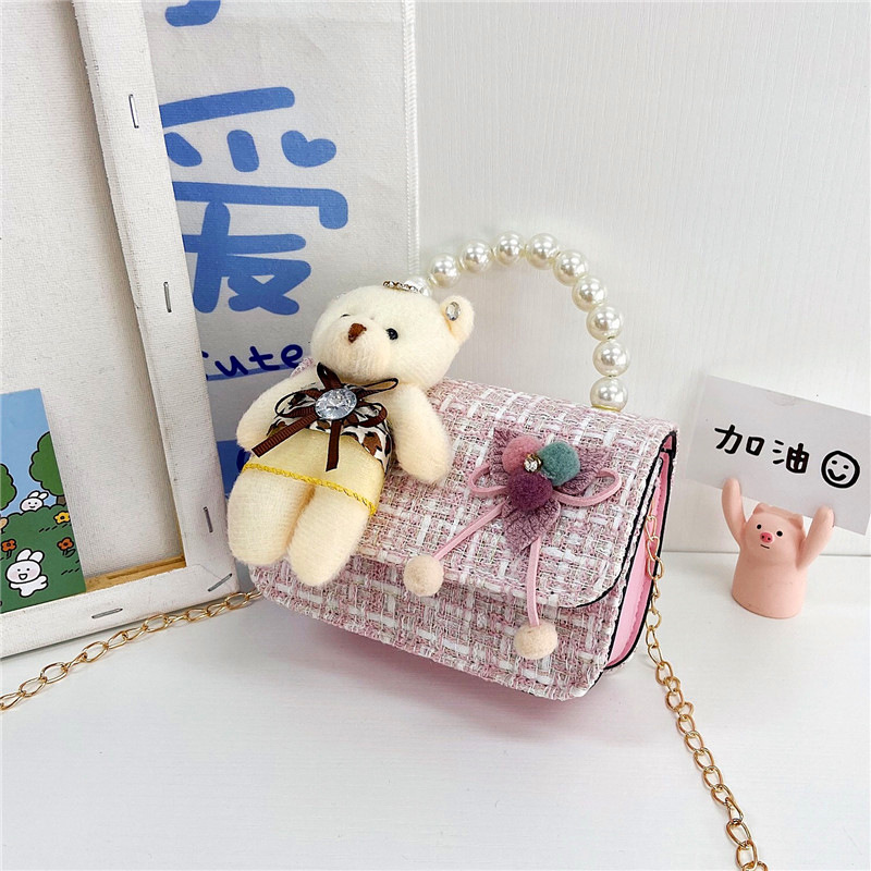Bolso para niños 2021 nueva niña linda bolsa de mensajero moda princesa perla bolso cadena bolsa de hombro