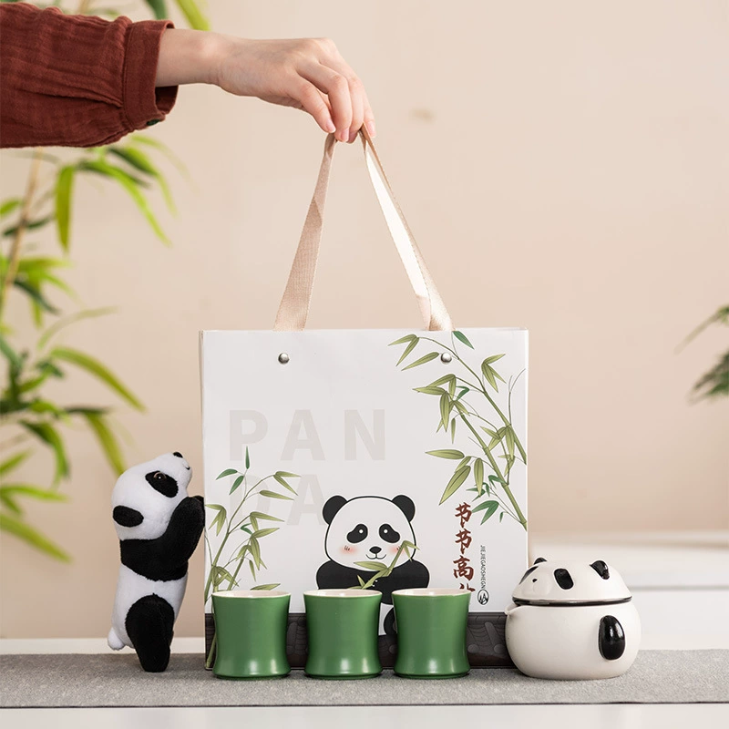 Tea set, handheld tea cup for traveling, panda, Birthday gift