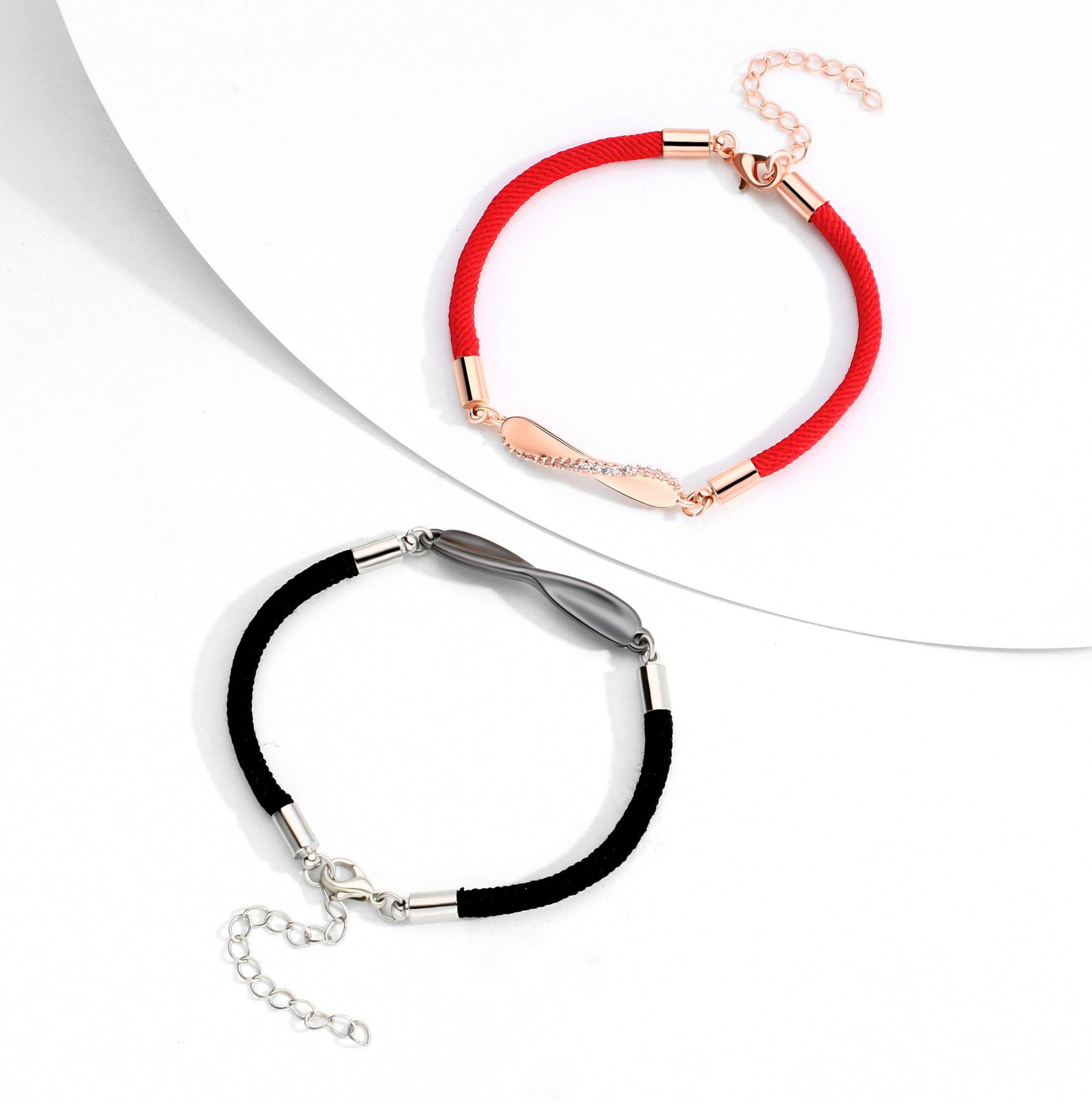 rope Chain Material Woven Chain Chain Type 1 Pair Quantity Daily Occasion Simple Style Waves Alloy Copper Woven Chain String Bracelets Wholesale